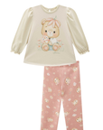 Conjunto de Bata em Meia Malha com Calça Legging em Fly Tech 90700 Infanti Bebê Menina