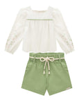Conjunto de Bata em Linho Deluxe e Shorts em Sarja com Elastano 91840 Infanti Infantil Menina