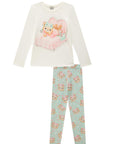 Conjunto de Pijama de Blusa e Calça Legging em Malha Comfy 89639 Infanti Infantil Menina
