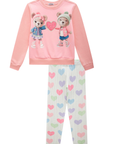 Conjunto de Blusão em Moletom com Pelúcia e Calça Legging em Termosking Peluciado 90812 Infanti Infantil Menina