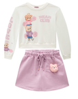 Conjunto de Blusão Boxy em Molecotton e Shorts Saia em Moletom sem Pelúcia 90829 Infanti Infantil Menina