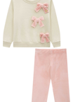 Conjunto de Blusão em Moletom com Pelúcia e Calça Legging em Veludo com Elastano 89985 Infanti Bebê Menina