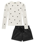 Conjunto de Blusa em Canelado Liz e Shorts em Couro Sintético 93608 Infanti Infantil Menina