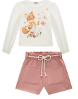 Conjunto de Blusa em Meia Malha com Shorts em Molevisco 90500 Infanti Infantil Menina
