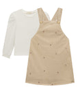 Conjunto de Blusa em Meia Malha com Salopete em Malha Veludo Cotelê Bordado 93486 Infanti Infantil Menina