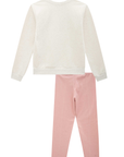 Conjunto de Blusão em Moletom Linho sem Pelúcia com Calça Legging em Molecotton 89622 Infanti Infantil Menina