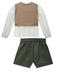 Conjunto de Camisa em Viscose Sarjada e Molecotton com Shorts em Couro Sintético 90509 Infanti Infantil Menina