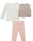 Trio de Blusa em Canelado com Colete em Tricot e Calça Legging em Molecotton 87539 Infanti Bebê Menina
