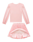 Conjunto de Blusa em Cotton e Saia em Tule Flocking Coração. Com Shorts Embutido 92373 Infanti Infantil Menina