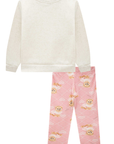 Conjunto Blusão em Moletom Linho 3 Cabos com Pelúcia e Calça Legging em Fleece Luxo 91796 Infanti Bebê Menina