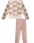 Conjunto de Blusão em Pelo Carneirinho e Calça Legging em Malha Cotelê 90794 Infanti Infantil Menina
