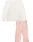 Conjunto de Blusão em Pelo Carneirinho Dublado e Calça Legging em Veludo com Elastano 90561 Infanti Bebê Menina