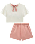 Conjunto de Blusa Boxy em Malha Fresh com Short Saia em Cotton Jeans 93389 Infanti Infantil Menina