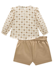 Conjunto de Bata em Viscose Sarjada com Shorts em Sarja com Elastano 90564 Infanti Bebê Menina