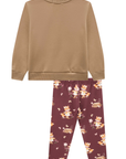 Conjunto de Blusão em Moletom com Pelúcia e Calça Legging em Termoskin Peluciado 89653 Infanti Bebê Menina