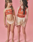 Conjunto de Maiô e Saia em Malha UV Dry com Proteçâo UV 50+ 88599 Infanti Infantil Menina