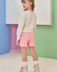 Conjunto de Blusa Boxy em Meia Malha e Shorts em Moletwill 92623 Infanti Infantil Menina