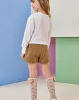 Conjunto de Blusa Boxy em Meia Malha e Shorts em Moletom sem Pelúcia 92631 Infanti Infantil Menina