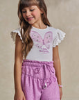 Conjunto de Blusa em Cotton e Shorts em Laise Romantic 93217 Infanti Infantil Menina