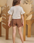 Conjunto de Blusa Boxy em Meia Malha com Shorts em Cotton Jeans 93363 Infanti Infantil Menina