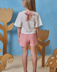 Conjunto de Blusa Boxy em Malha Fresh com Short Saia em Cotton Jeans 93389 Infanti Infantil Menina