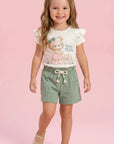 Conjunto de Blusa em Malha Fresh com Shorts em Molevisco 94669 Infanti Infantil Menina