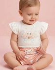 Conjunto de Body em Suedine com Shorts em Molecotton 95343 Infanti Bebê Menina