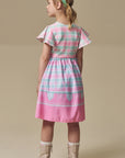 Vestido em Fly Tech e Nylon com Laços Aplicados e Estampa Delicada. Toda a Doçura Da Caipira Princess Para Comemorar a Festa Junina. 97505 Infanti Infantil Menina