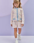 Conjunto de Jaqueta Boxy e Shorts em Malha Tweed Firenzi 80982 Infanti Infantil Menina