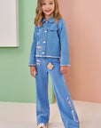 Calça Wide Leg em Jeans com Elastano 90792 Infanti Infantil Menina