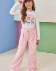 Calça Wide Leg em Moletom sem Pelúcia 92574 Infanti Infantil Menina