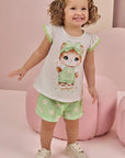 Conjunto de Bata e Shorts em Malha Fresh 87162 Infanti Bebê Menina