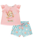 Conjunto de Bata e Shorts em Malha Fresh 88883 Infanti Bebê Menina