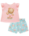 Conjunto de Bata e Shorts em Malha Fresh 88883 Infanti Bebê Menina