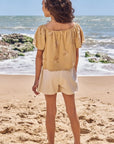 Conjunto de Bata em Blend de Linho Bordado e Short Saia em Sarja com Elastano 96496 Infanti Infantil Menina