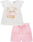 Conjunto de Bata em Cotton com Shorts em Molevisco 83645 Infanti Infantil Menina