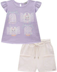 Conjunto de Bata em Cotton com Shorts em Molevisco 83645 Infanti Infantil Menina
