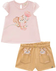 Conjunto de Bata em Cotton e Shorts em Molecotton 83215 Infanti Infantil Menina