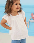 Conjunto de Bata em Laise Algodão e Shorts em Jeans com Elastano 83960 Infanti Bebê Menina