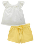 Conjunto de Bata em Laise Sunny e Shorts em Sarja com Elastano 87088 Infanti Bebê Menina