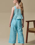 Conjunto de Bata em Linho Bordado e Calça Mariner em Tecido Linho 97017 Infanti Infantil Menina