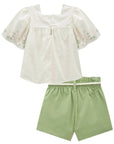 Conjunto de Bata em Linho Deluxe e Shorts em Sarja com Elastano 93559 Infanti Infantil Menina