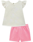 Conjunto de Bata em Malha Fresh com Shorts em Moletom sem Pelúcia 87156 Infanti Bebê Menina