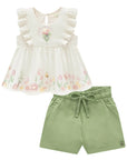 Conjunto de Bata em Malha Fresh e Shorts em Sarja com Elastano 93418 Infanti Infantil Menina
