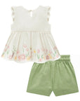 Conjunto de Bata em Malha Fresh e Shorts em Sarja com Elastano 93418 Infanti Infantil Menina