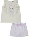 Conjunto de Bata em Malha Power com Shorts em Molecotton 84386 Infanti Infantil Menina