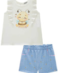 Conjunto de Bata em Malha Power com Shorts em Molecotton 84386 Infanti Infantil Menina