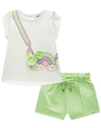 Conjunto de Bata em Malha Power e Shorts em Moletom sem Pelúcia 83652 Infanti Bebê Menina