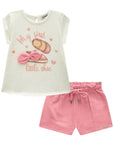 Conjunto de Bata em Malha Power e Shorts em Moletom sem Pelúcia 83652 Infanti Bebê Menina
