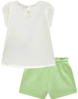 Conjunto de Bata em Malha Power e Shorts em Moletom sem Pelúcia 83652 Infanti Bebê Menina
